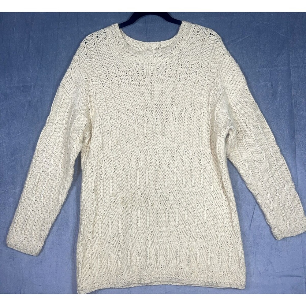 Allison Paige Women's Mohair Silk Cream Long Sleeve Knitted Sweater Sz Large
